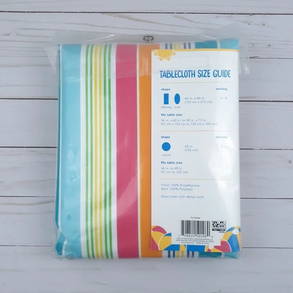 Vinyl Tablecloth Summer Fun Stripe 60x84
